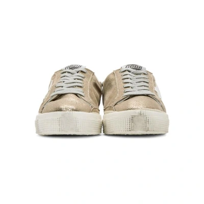 Shop Golden Goose Gold May Sneakers In Gold Crack-