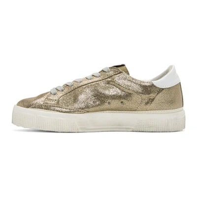 Shop Golden Goose Gold May Sneakers In Gold Crack-