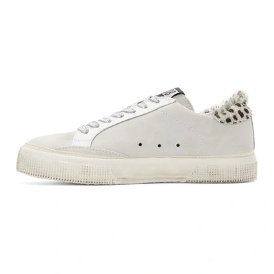Shop Golden Goose White Suede Leopard May Sneakers