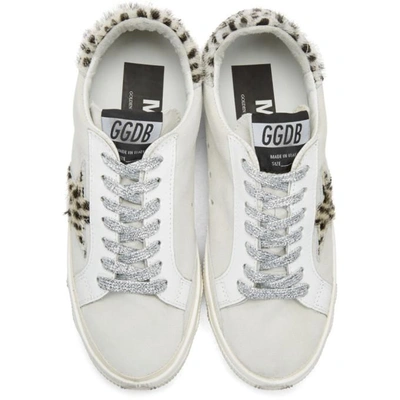 Shop Golden Goose White Suede Leopard May Sneakers