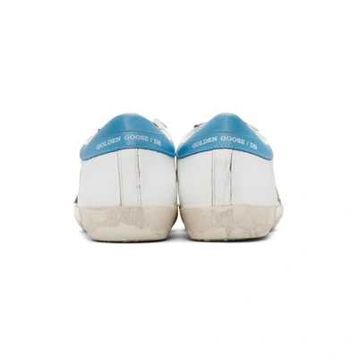 Shop Golden Goose White And Blue Superstar Sneakers In White-blue-