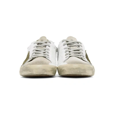 Shop Golden Goose White And Green Superstar Sneakers In Wrinkled Wh