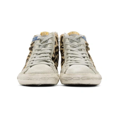 Shop Golden Goose Multicolor Leopard Slide High-top Sneakers In Ice-black S