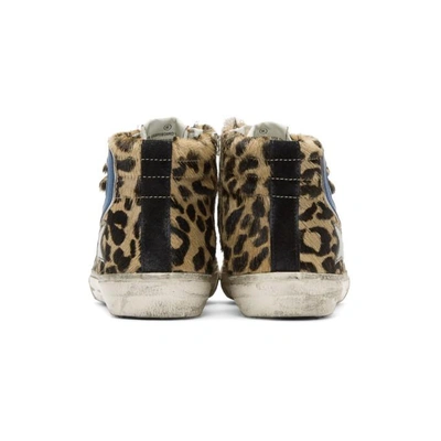 Shop Golden Goose Multicolor Leopard Slide High-top Sneakers In Ice-black S