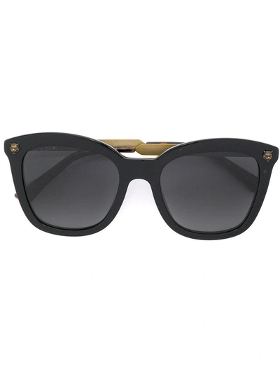 Shop Gucci Engraved Gold-tone Sunglasses