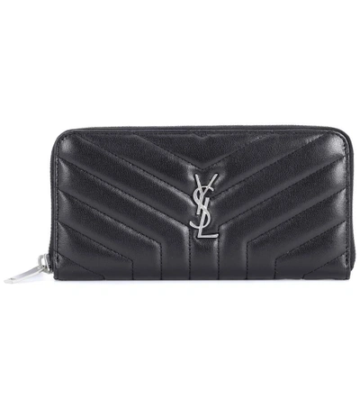 Shop Saint Laurent Loulou Leather Wallet In Black