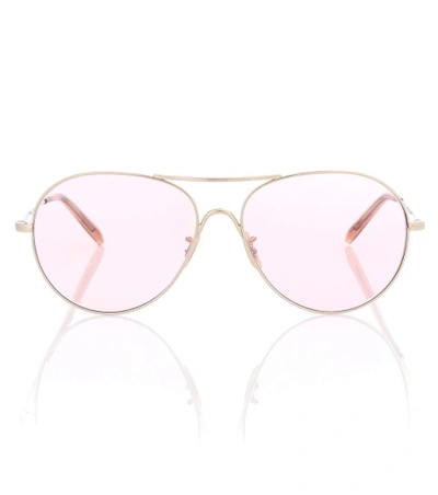 Shop Oliver Peoples Rockmore Aviator Sunglasses In Pink