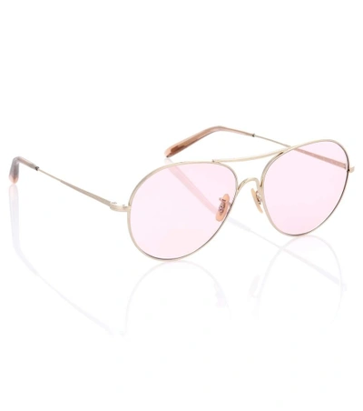 Shop Oliver Peoples Rockmore Aviator Sunglasses In Pink