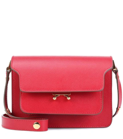 Shop Marni Trunk Leather Shoulder Bag In Red