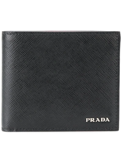 Prada Contrast Logo Bifold Wallet In Black