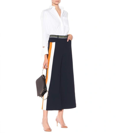 Shop Peter Pilotto Cropped Crêpe Trousers In Blue