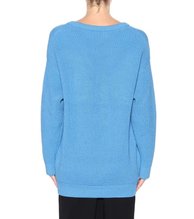 Shop Balenciaga Cotton-blend Sweater In Blue