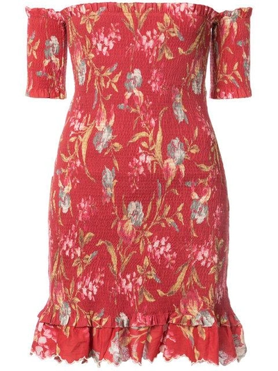 Shop Zimmermann Off-the-shoulder Floral Dress - Red