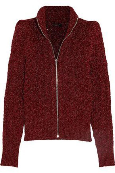 Shop Isabel Marant Woman Daley Cable-knit Lurex Cardigan Red