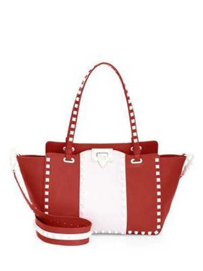 Shop Valentino Rockstud Small Leather Satchel In Red
