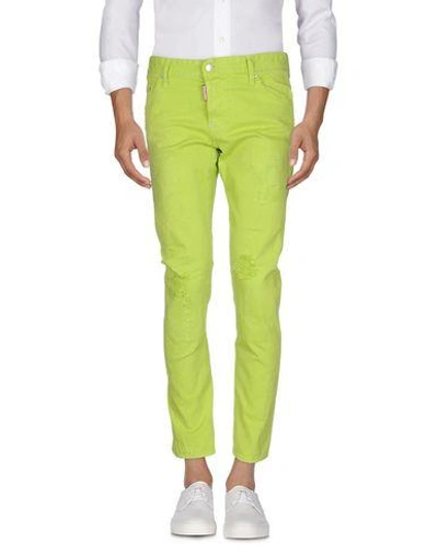 Shop Dsquared2 Denim Pants In Acid Green