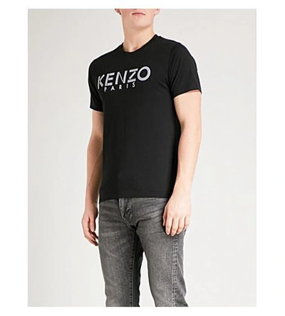 Shop Kenzo Logo-print Cotton-jersey T-shirt In Black