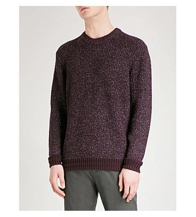 Shop Ted Baker Teabery Striped-trims Knitted Jumper In Deep Purple