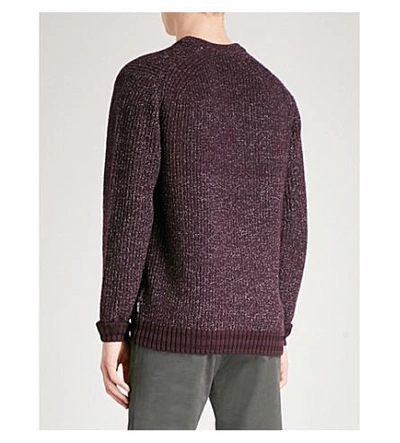 Shop Ted Baker Teabery Striped-trims Knitted Jumper In Deep Purple