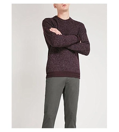 Shop Ted Baker Teabery Striped-trims Knitted Jumper In Deep Purple
