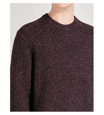 Shop Ted Baker Teabery Striped-trims Knitted Jumper In Deep Purple