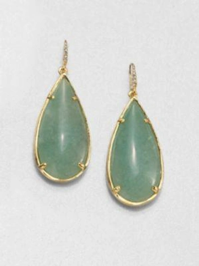 Shop Abs By Allen Schwartz Teardrop Resin & Stone Earrings In Gold Green