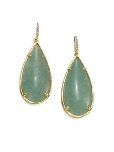 Shop Abs By Allen Schwartz Teardrop Resin & Stone Earrings In Gold Green