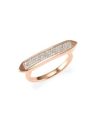 Shop Monica Vinader Baja Diamond Skinny Ring In Rose Gold
