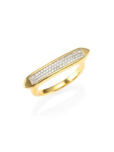 Shop Monica Vinader Baja Diamond Skinny Ring In Gold