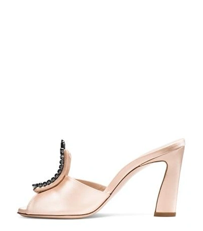 Shop Stuart Weitzman The Radiance Sandal In Blush Light Beige Silk Satin