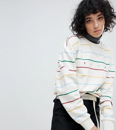 Puma Exclusive To Asos Plus Long Sleeve Striped Dream Sweatshirt In White -  White | ModeSens