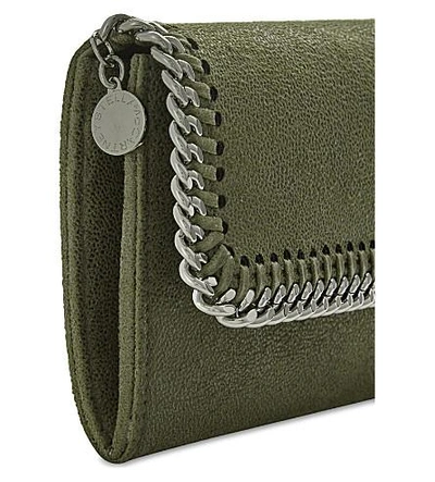 Shop Stella Mccartney Falabella Faux-suede Continental Wallet In Olive