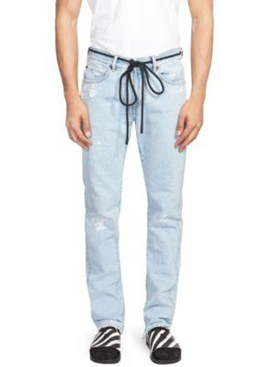 Shop Off-white Temperature Slim Jeans In White Blue