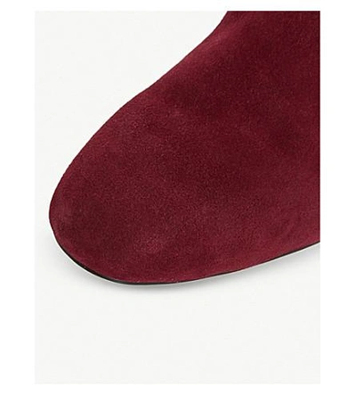 Shop Dune Spears Knee High Suede Heeled Boots In Burgundy-suede