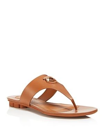 Shop Ferragamo Women's Leather Thong Floral Heel Sandals In Sella