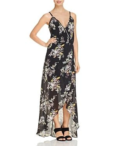 Shop Karina Grimaldi Briana Crossover Floral-print Maxi Dress In Black Garden