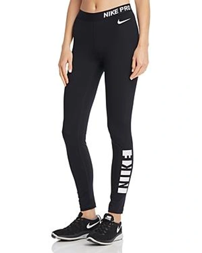 Shop Nike Pro Warm Training Tights In Black/white