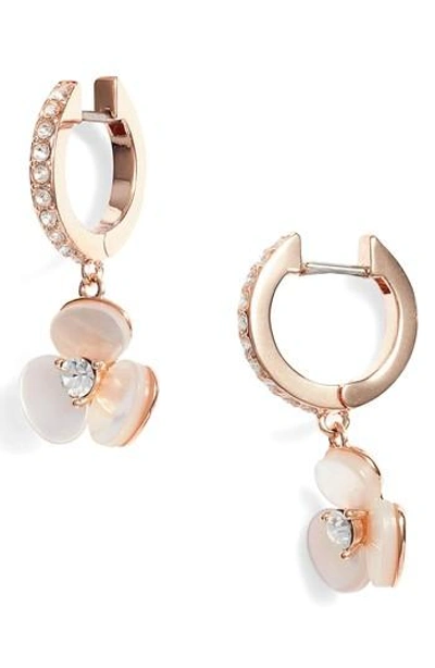 Kate Spade 14k Rose Gold-plated Pave & Mother-of-pearl Flower Drop Earrings  In Cream Multi | ModeSens