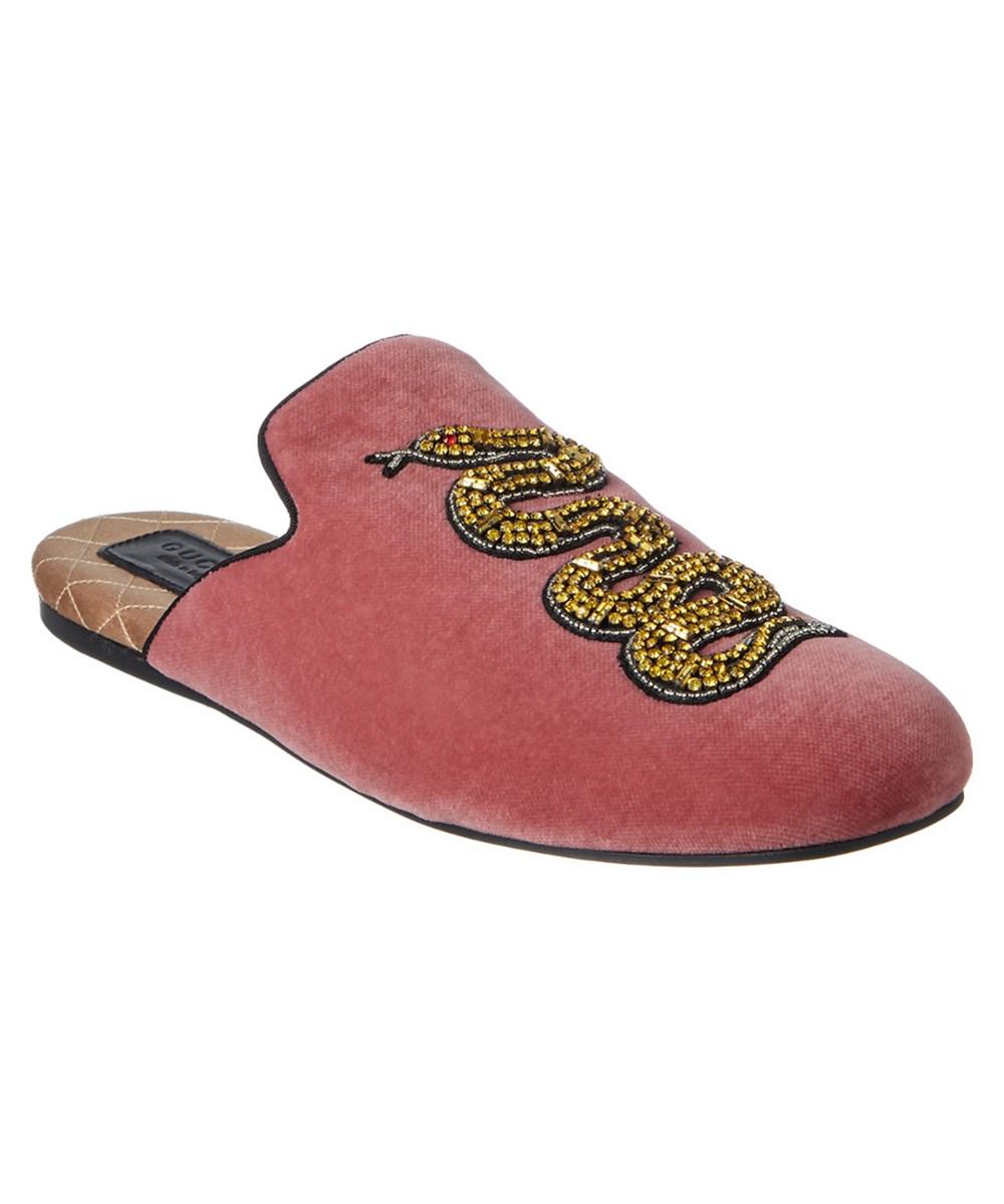 gucci velvet snake slippers