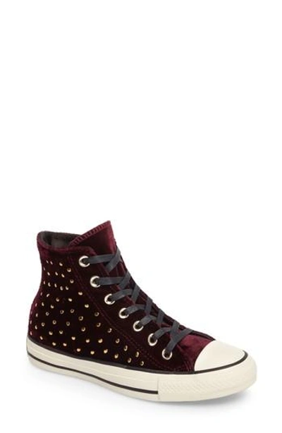Shop Converse Chuck Taylor All Star Studded High Top Sneakers In Dark Sangria Velvet