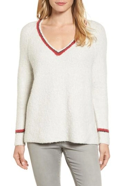 Shop Velvet By Graham & Spencer Boucle V-neck Sweater In Ash