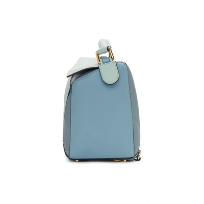 Loewe Puzzle Medium Calfskin Leather Shoulder Bag Aqua Light Blue