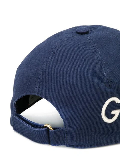 Shop Gucci Embroidered Baseball Hat In Blue