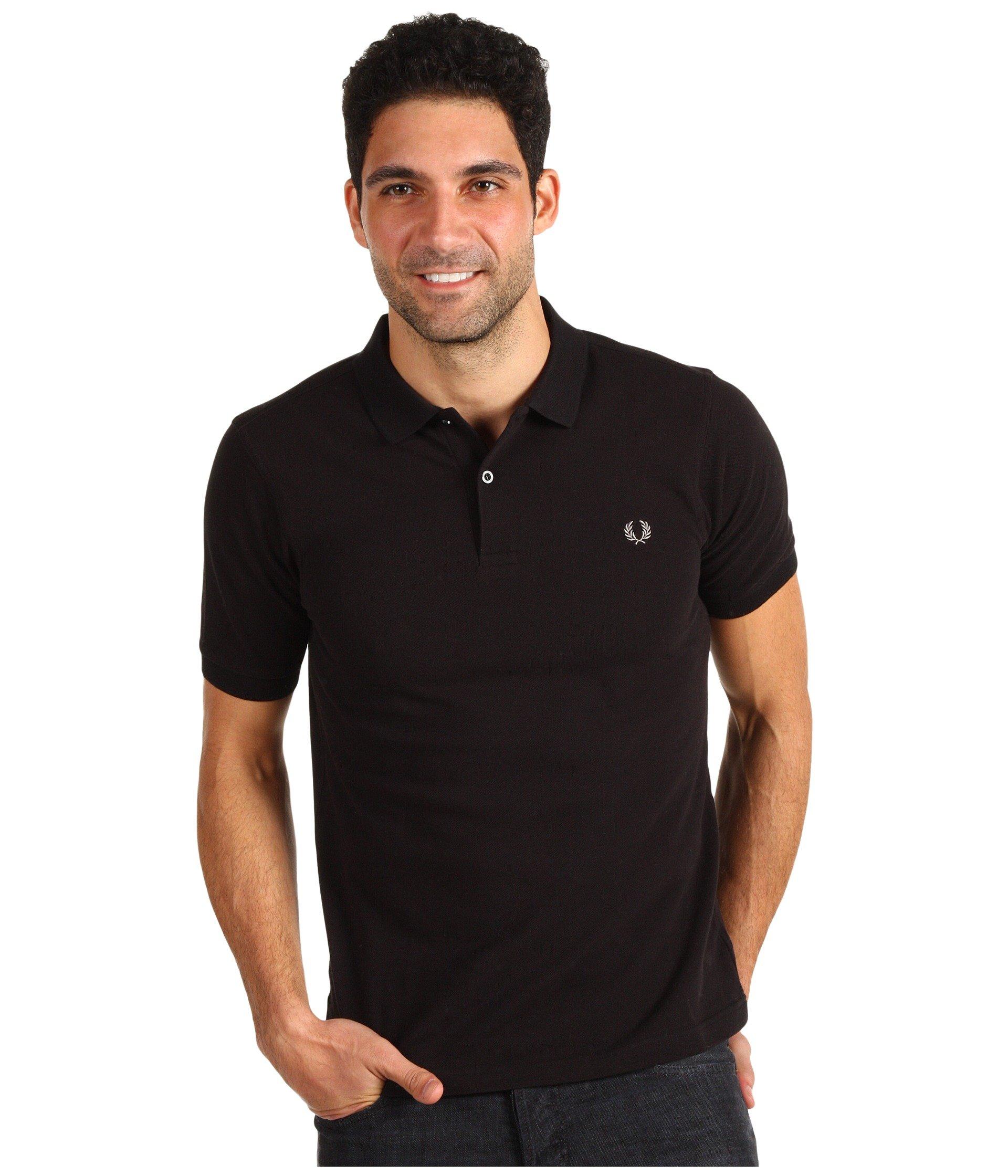 Fred Perry Slim Fit Solid Plain Polo In Black/chrome | ModeSens