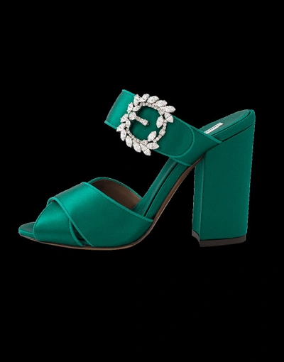 Shop Tabitha Simmons Satin Sandal In Emerald