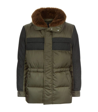 Moncler Olivier Shearling Collar Jacket In Green | ModeSens