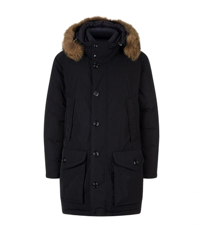 Shop Moncler River Fur Trim Jacket In Black