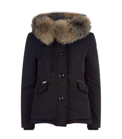 Shop Moncler Malus Fur Trim Jacket In Black