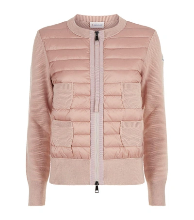 Shop Moncler Knitted Cardigan In Nude