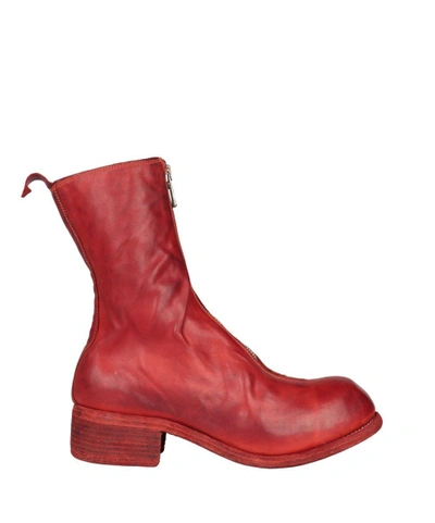 Shop Guidi Pl2 Front Zip Leather Boots In Rosso